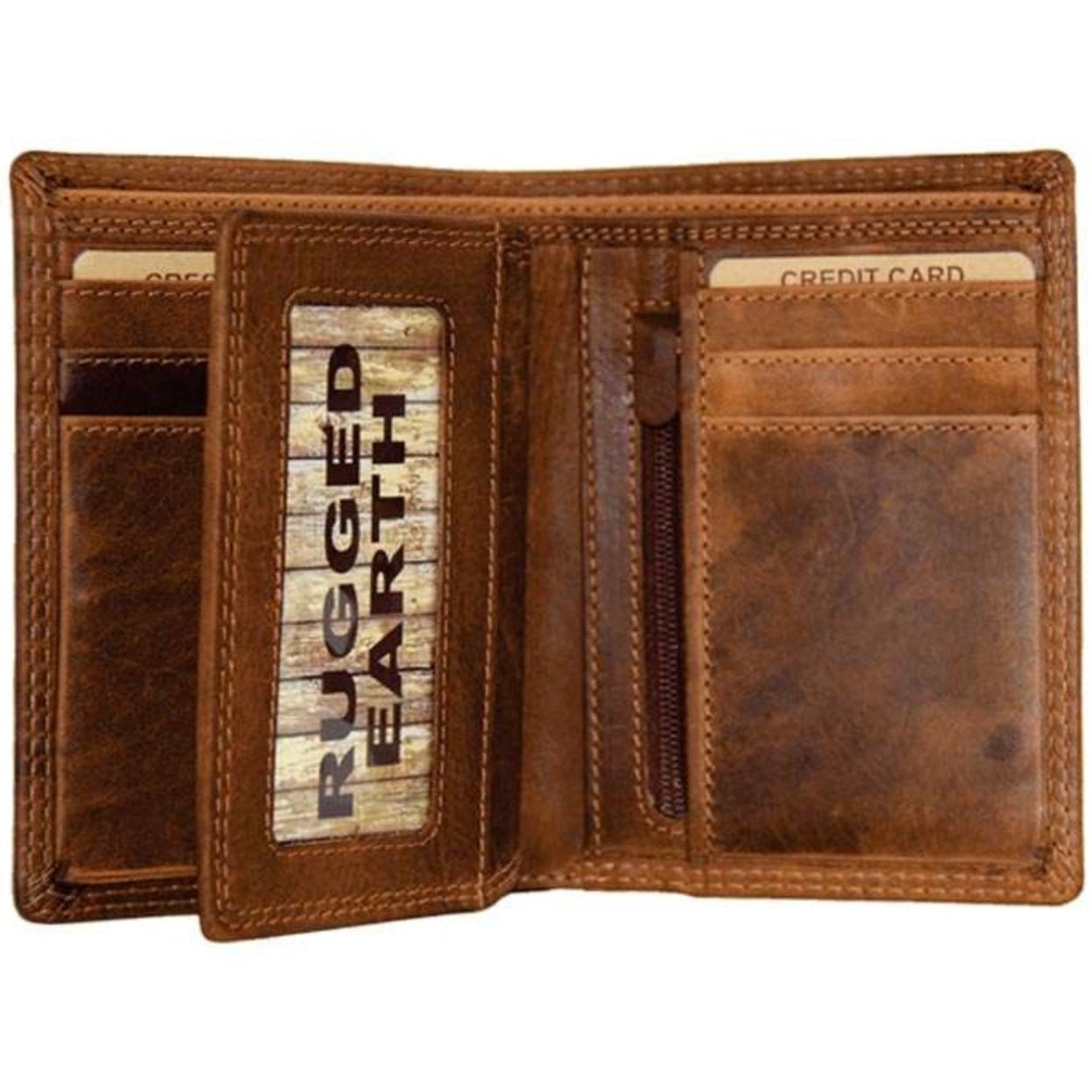 Rugged Earth Men’s Slim Leather Wallet Brown 990007