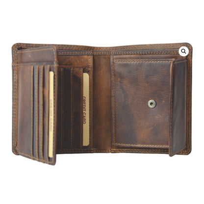 Rugged Earth Mens Leather Wallet with Coin Pocket Brown 990005