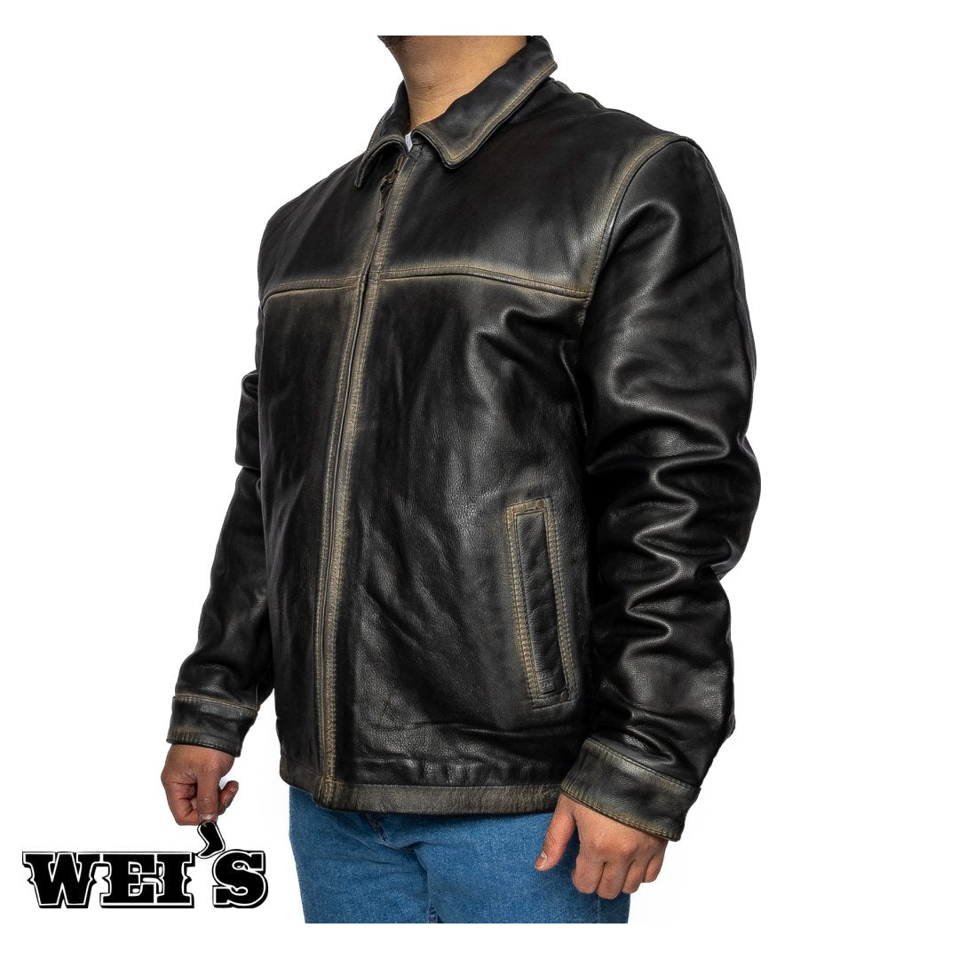 STS Ranchwear Men's Rifleman Leather Jacket Black STS5478 - STS Ranchwear