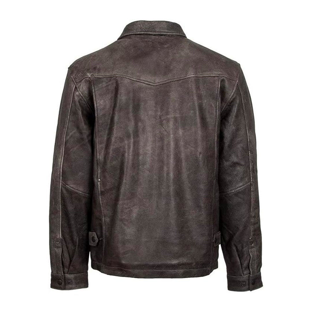 STS Ranchwear Rifleman Men's Leather Jacket Contemporary Stone Black STS5481