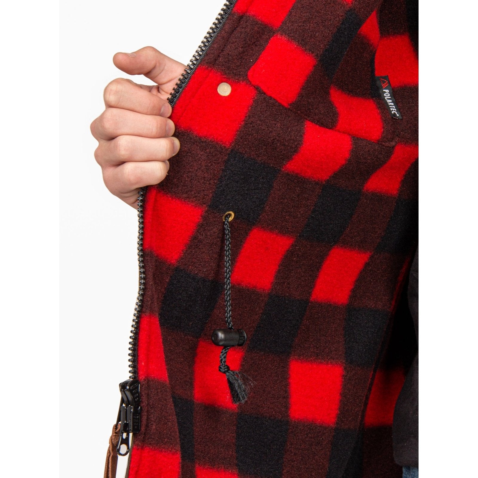 Schaefer Men's Chore Jacket Duck Canvas Plaid Lining Leather