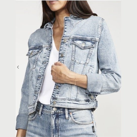 Silver Jeans Women’s Jacket Fitted Denim LJ0003EKC261 - Silver