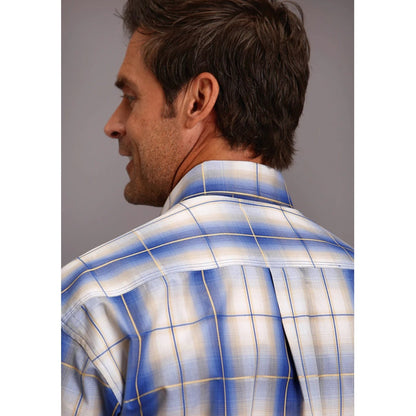 Stetson Men’s Blue 100% Cotton Ink Ombré Button Up Shirt 11-002-0579-3015 - Stetson