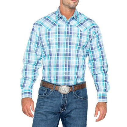 Stetson Men’s Shirt Long Sleeve Plaid Snaps 11-001-0478-3001 - Stetson