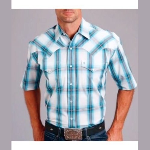 Stetson Men's Shirt Short Sleeve Plaid Agave 11-002-0478-0529 - Stetson
