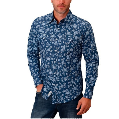 Stetson Men's Shirt Western Floral Blue - Stetson