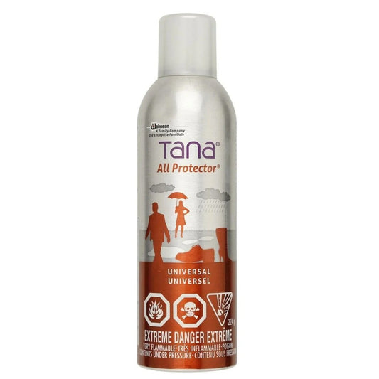 Tana All Protector universal fabric and leather waterproofing spray, studio front view.