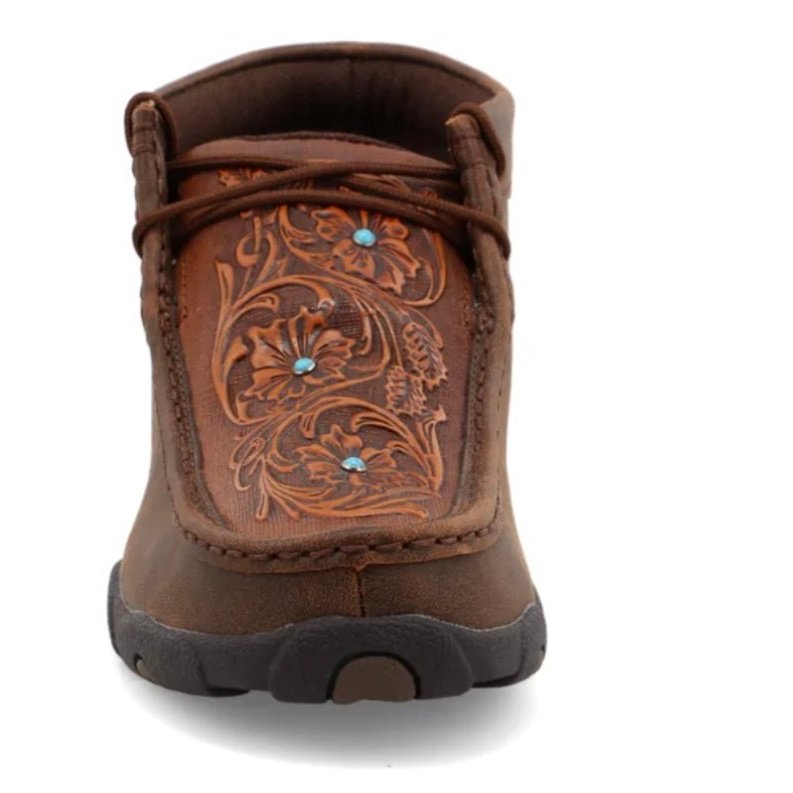 Women’s Twisted X Brown/Tooled Flowers Chukka Driving Moc WDM0081 - Twisted X