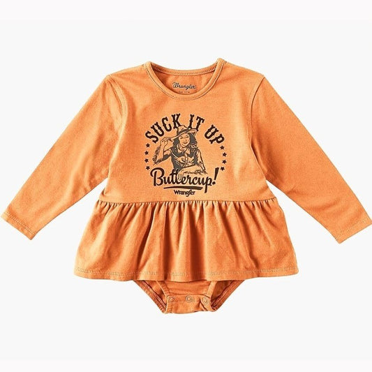 Wrangler Baby Girl Onesie Long Sleeve Suck It Up Buttercup Bodysuit 112322459 - Wrangler