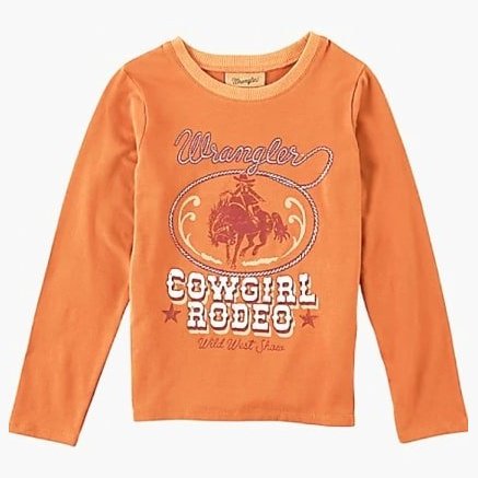 Wrangler Girl's Shirt Long Sleeve Cowgirl Rodeo Graphic