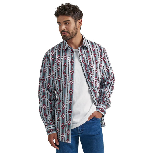 Wrangler Men's Checotah Aztec Grey Snap Shirt 112337426 - Clearance