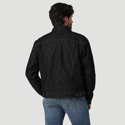 Wrangler Men's Denim Sherpa Lined Jacket Balck Obelisk 112335726 - Wrangler