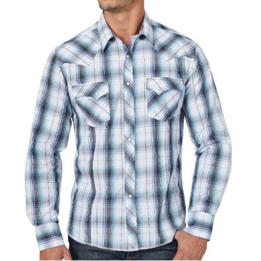 Wrangler Men's Shirt Long Sleeve Snap Plaid MVG277M - Wrangler