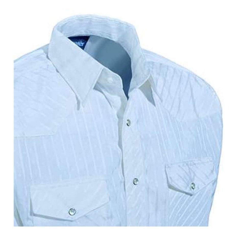 Wrangler Men’s Shirt Long Sleeve Western Dress Dobby Stripe Snap – Wei