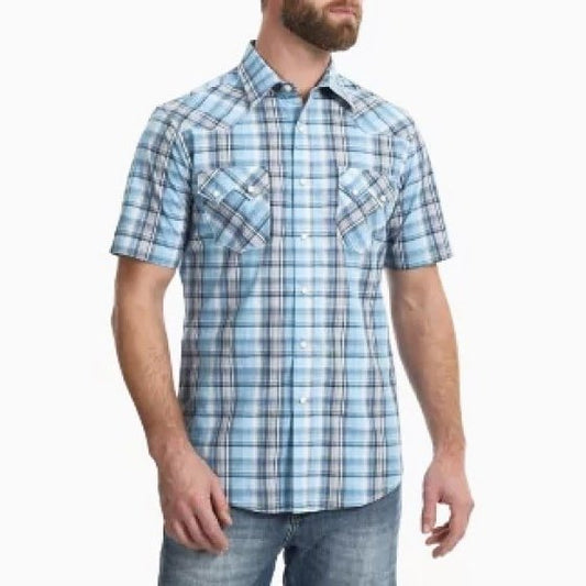 Wrangler Men’s Shirt Short Sleeve Snaps Plaid MVR418M - Wrangler