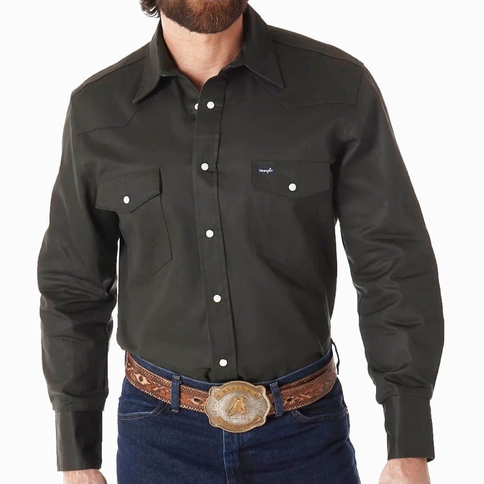 Wrangler Men’s Shirt Western Cowboy Cut Long Sleeve Firm Finish Snaps MS70819 - Wrangler