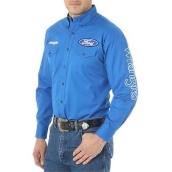 Wrangler Men’s Shirt Western Long Sleeve Button Down Ford Logo MP2306B - Wrangler