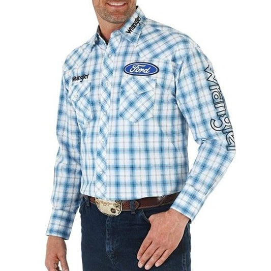 Wrangler Men’s Shirt Western Long Sleeve Ford Logo MP1281M - Clearance