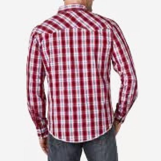 Wrangler Men's Shirt Western Long Sleeved Snap Plaid MVG284R - Wrangler