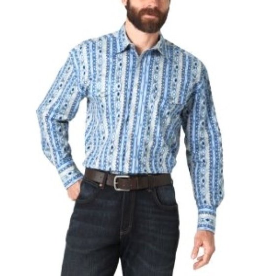 Wrangler Men’s Shirt Western Snaps Checotah Print Long 112316687 - Wrangler