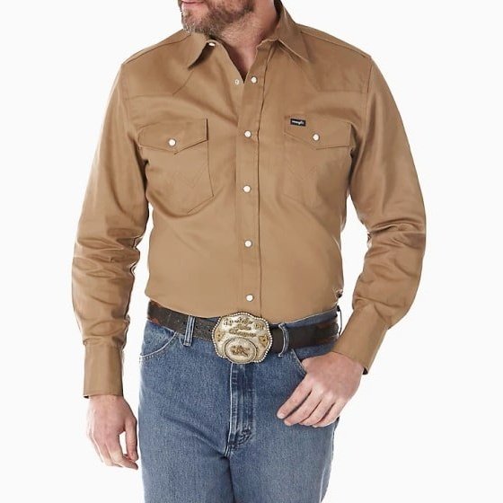 Wrangler Men’s Shirt Western Work Long Sleeves Snaps Firm Finish 10MS70319