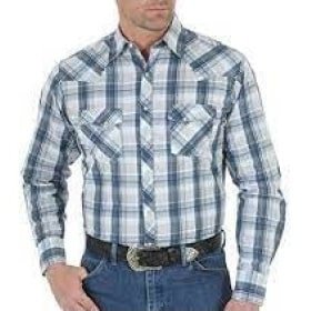 Wrangler Men’s Shirt Wrinkle Free Long Sleeves Snaps MVG119M - Wrangler