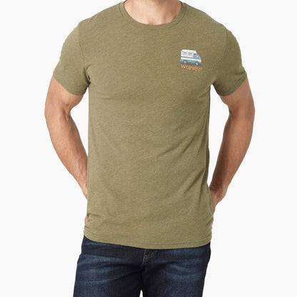 Wrangler Men’s T-Shirt Capulet Olive with Camper Graphic 11238819