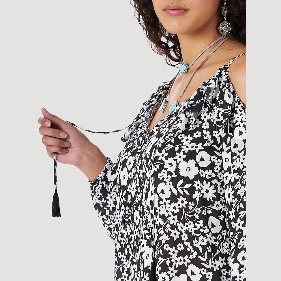 Wrangler Women’s Retro® Long Sleeve Cold Shoulder Floral Print Blouse - Wrangler