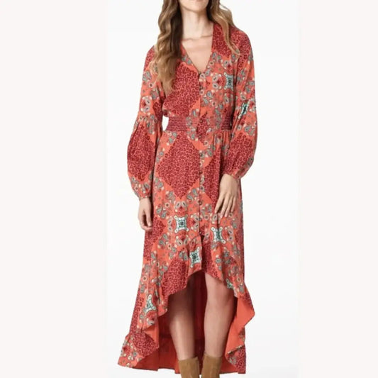 Wrangler Women’s Dress Retro Long Sleeve Button Down Ruffles