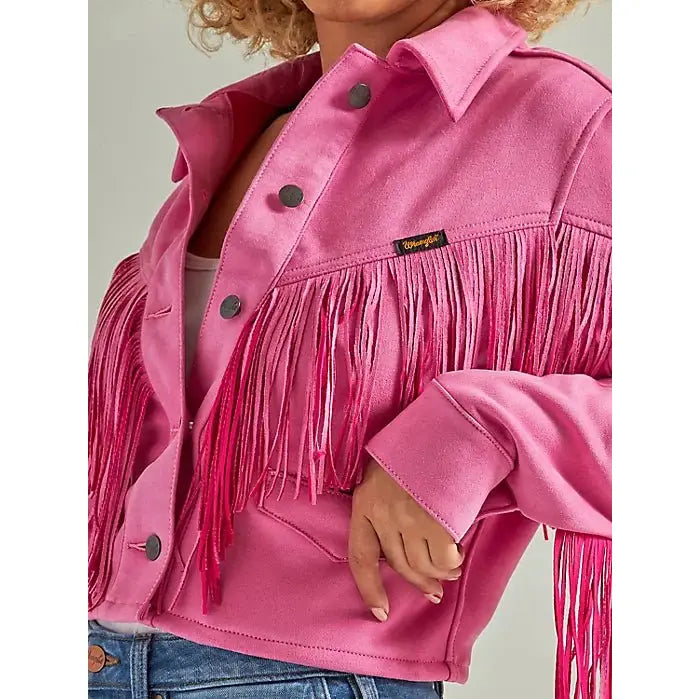 Wrangler Women’s Retro Pink Crop Fringe Jacket 112342643 CLEARANCE