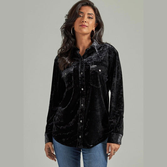 Wrangler Women’s Retro Punchy Black Seude Shirt 112342518