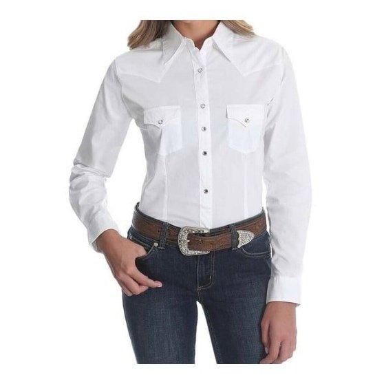 Wrangler Women’s Shirt Western Long Sleeve Snaps Solid Colours LW1011 - Wrangler