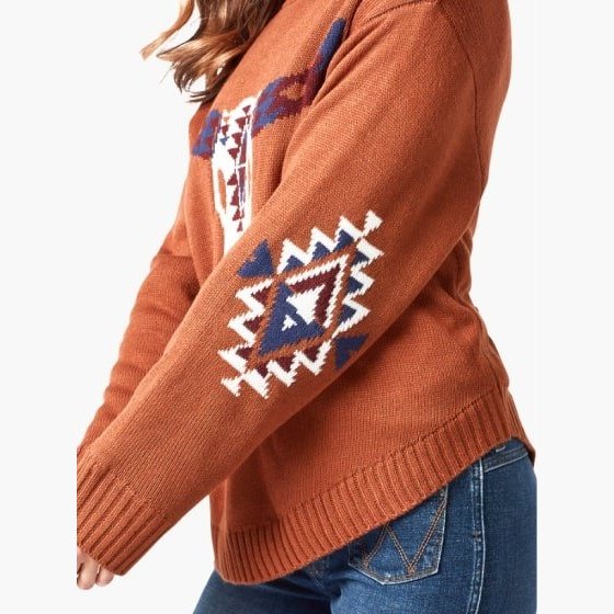 Wrangler Women’s Sweater Retro Americana Pullover Brown 112322103 - Wrangler