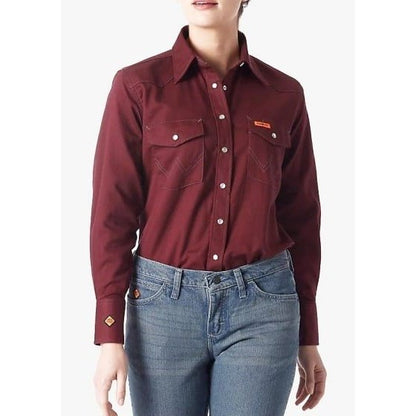 Wrangler Women’s Work Shirt FR Flame Resistant Long Sleeve Snaps FRLW04R - Wrangler
