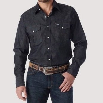 Wrangler Work Men's Shirt Advanced Comfort Long Sleeve Denim - Wrangler