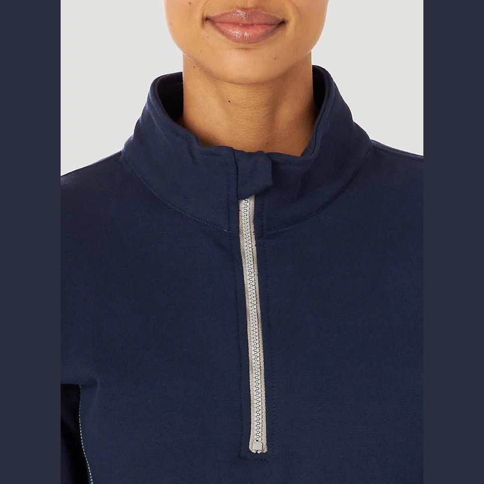 Wrangler Work Women’s Flame Resistant Long Sleeve Quarter Zip Pullover Navy FRLW13N - Wrangler