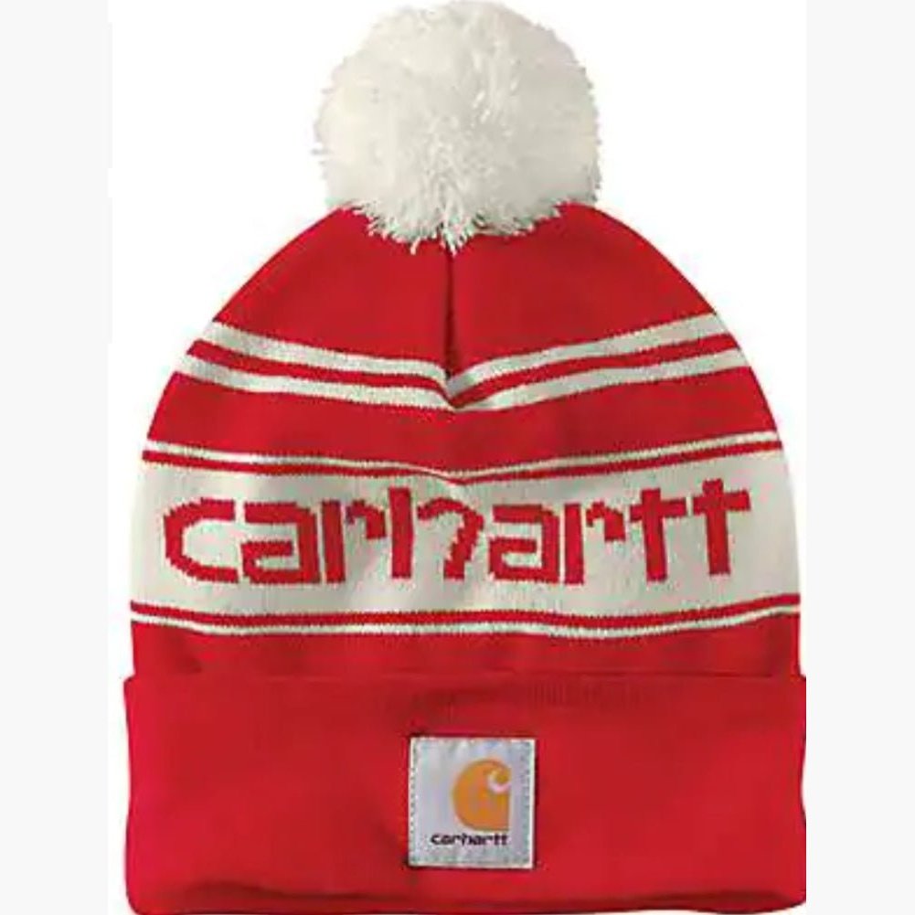 Carhartt Knit Pom-Pom Cuffed Logo Beanie - Wei's Western Wear