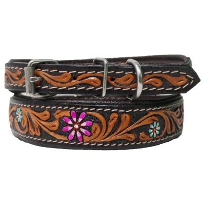 Challenger Dog Collar Leather Tooled 60HR15
