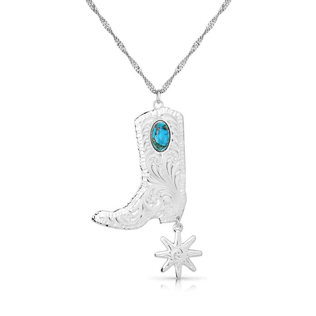 Chiseled Boots & Spurs Turquoise Necklace NC5667 - Montana Silversmiths